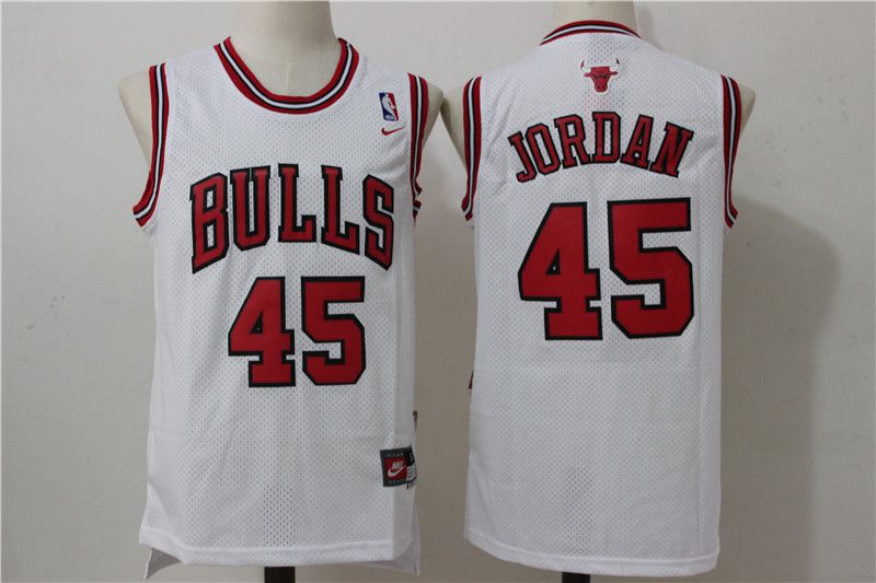 Men Chicago Bulls #45 Jordan White Throwback NBA Jerseys->chicago bulls->NBA Jersey